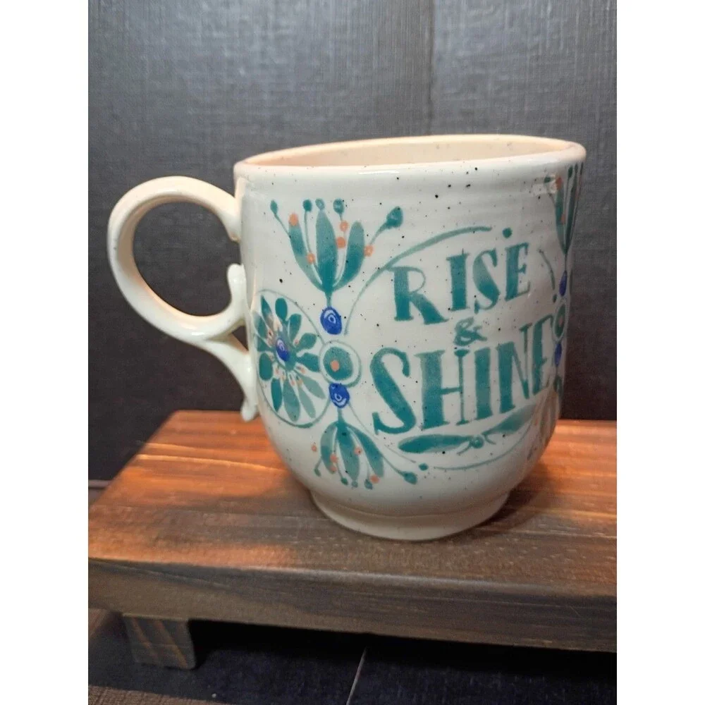 Anthropologie Elevenses Mug Rise & Shine Speckled Stoneware Coffee Cup